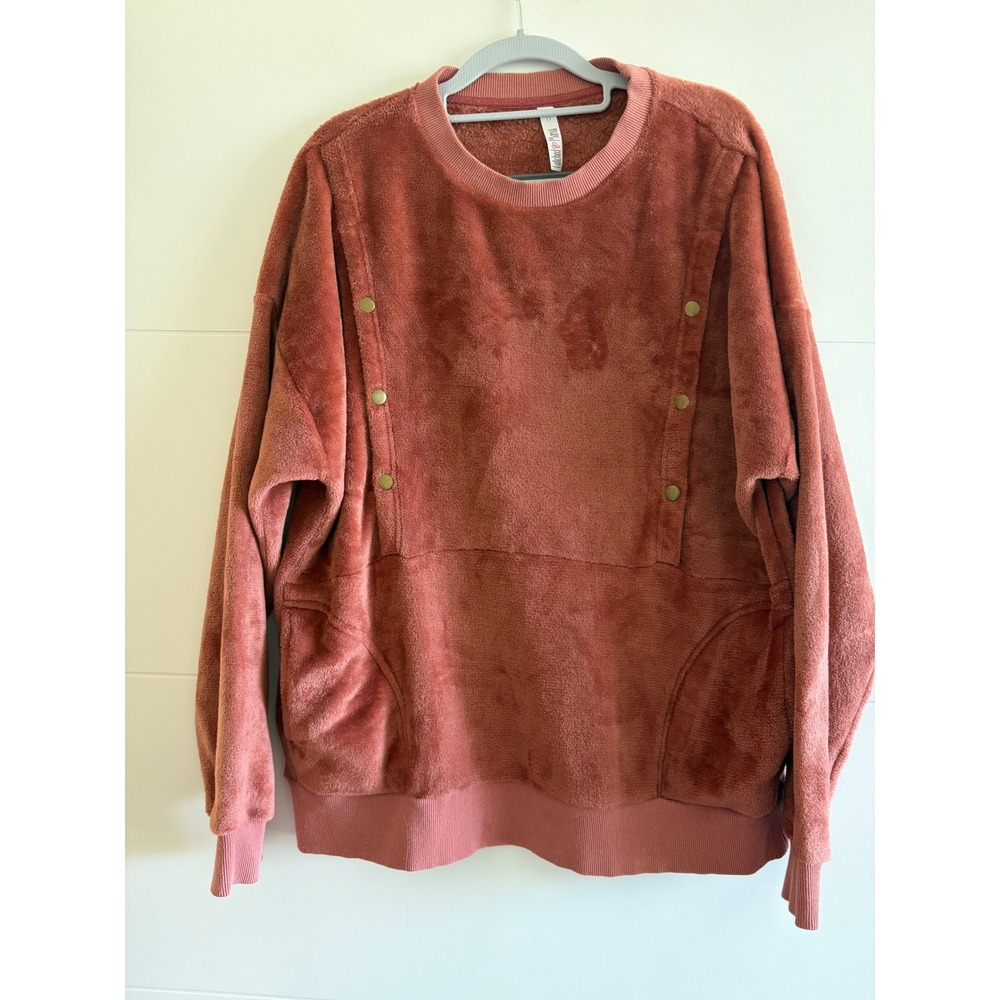 Latched Mama Nursing Sweatshirt M Fleece Snap Front Pullover Pockets Comfy Fall